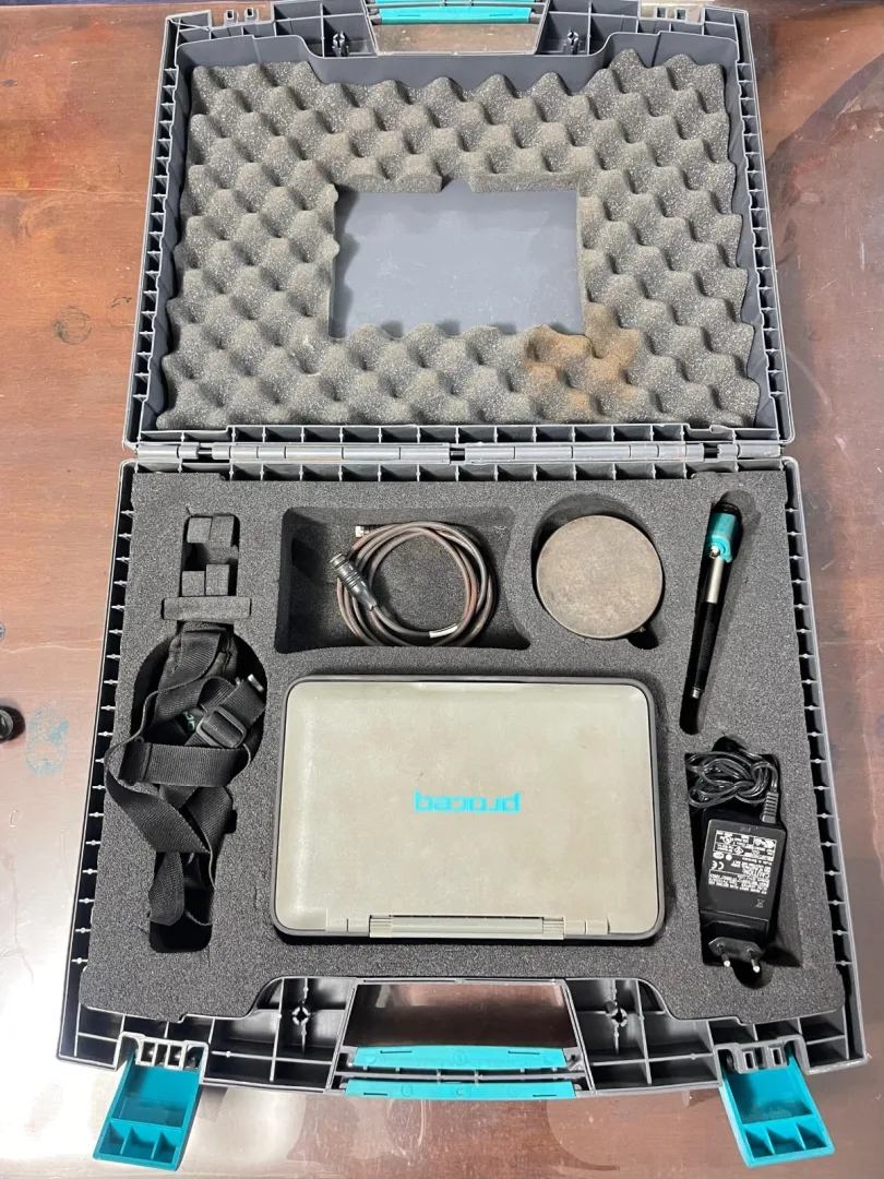 Equotip 550 portable hardness tester kit in its carrying case